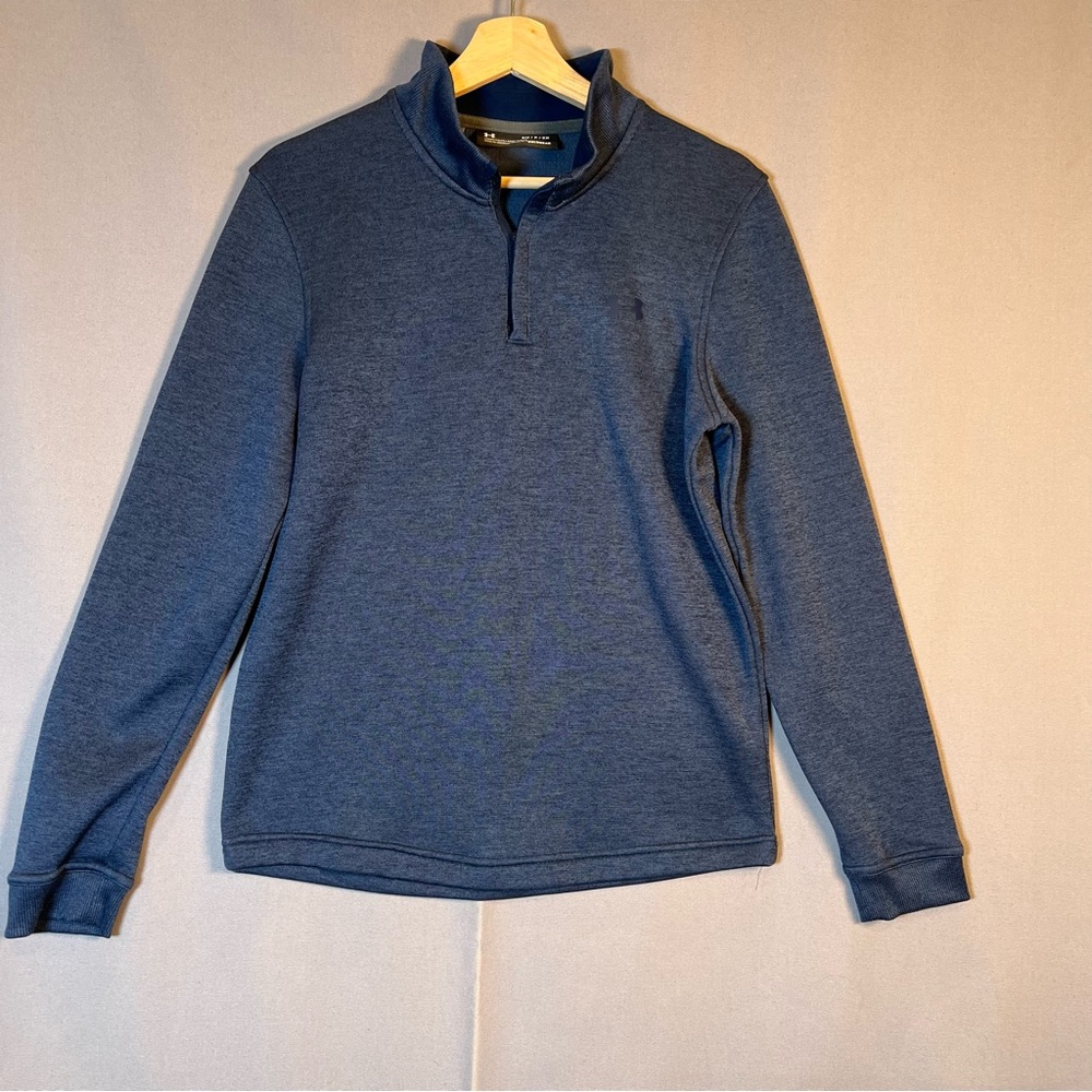 Under Armour Men’s SzS ColdGear 1/4 Zip Pullover Blue Loose Fit Sweater
